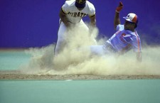 Montreal Expos Tim Raines in action sliding into second base vs Pi- Old Photo
