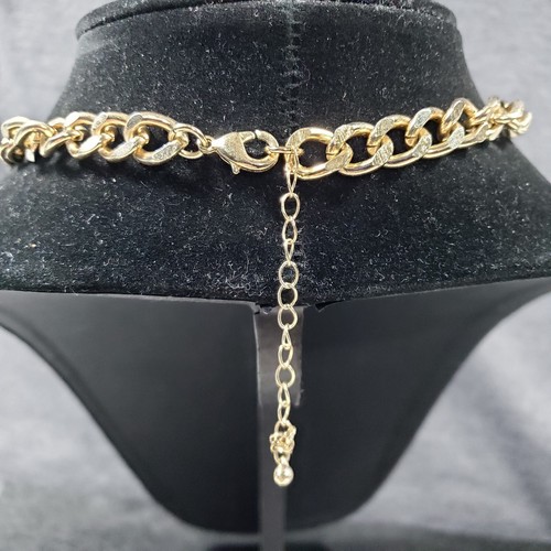 Curb Link Collar Chain Necklace Rose Gold Tone Brutalist Modernist Bohemian 14" - Picture 4 of 9