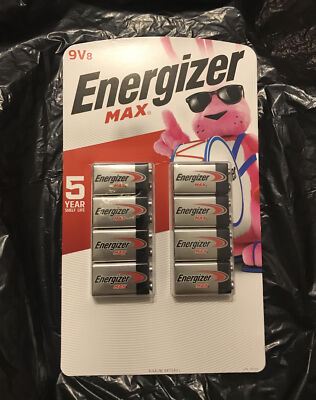 Energizer MAX 9V Batteries (8 Pack), 9 Volt Alkaline Batteries FAST SHIP