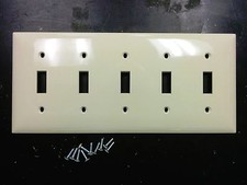 1 pc 5-Gang Toggle Switch Wall Plate Cover IVORY Five Unbreakable Lexan Plastic