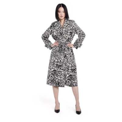 Sergio Hudson x Target Womens XXS Animal Print Black and White Trench Coat