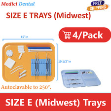 Dental FLAT TRAY SIZE E Midwest DIVIDED TRAY E Midwest Trays, Autoclave 275F