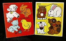 Playskool Vintage  My Pets     baby pets  Wood Puzzles Set Of 2
