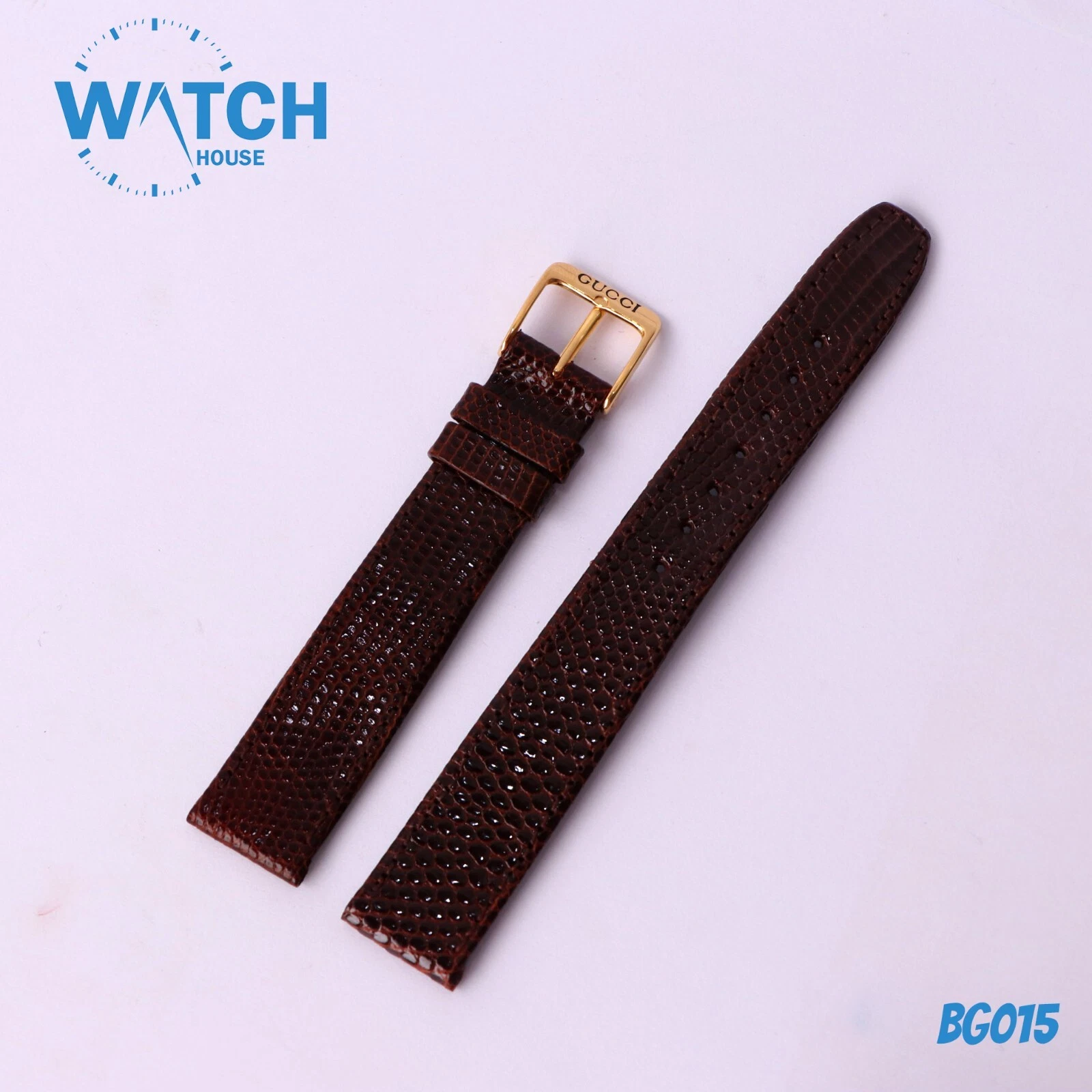 Bracelet cuir lézard véritable marron 16 mm GUCCI avec boucle Gucci #BG015#