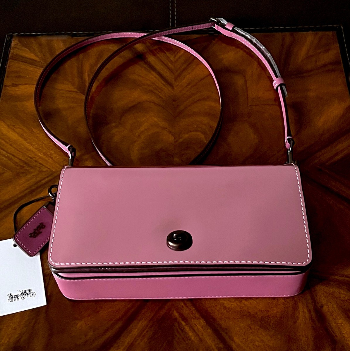 Coach 1941 High Shine Pink Metallic Interior Kisslock Coin Purse