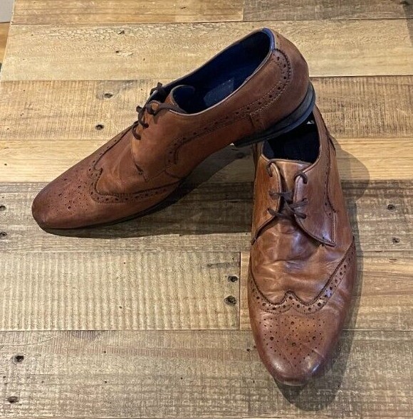 TED BAKER LONDON MEN'S HANN 9-12973 LEATHER TAN BROGUES UK SIZE 10 PRE OWNED