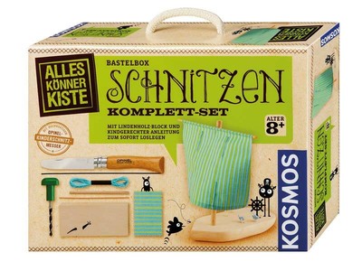 KOSMOS Bastelbox SCHNITZEN & Opinel Kindermesser No 07, Buche, natur, rostfrei