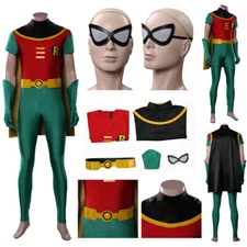 Teen Titans Robin Cosplay Costume Jumpsuit Halloween Outfit Cape Full Set Cloak