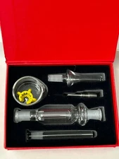 New Hookah Glass Mouth Piece Titanium & Quartz Tips Glass Dish Hookah Set Kit