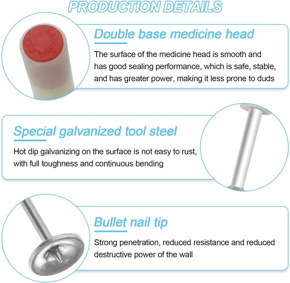 400 Stück Beton Nagler Beton Nagel, Nägel für Mini-7,3 mm Nagler, Pistole - Bild 4 von 4