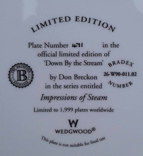 WEDGWOOD “IMPRESSIONS OF STEAM”- SET OF 4 LIMITED EDITION PLATES by DON BRECKON. - Picture 7 of 12