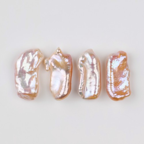 4 Unique 10.8-13mm Baroque Light-peach FW Keshi Loose Pearl Undrilled