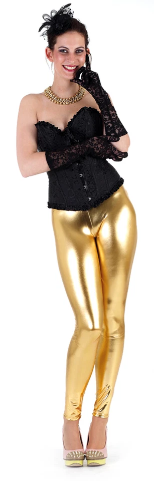 ORLOB HANDEL Damen Leggings gold Weich Blickdicht Winter