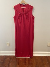 Vintage Heiress Nylon Red Nightgown Maxi Long Sleeveless Coquette USA Medium