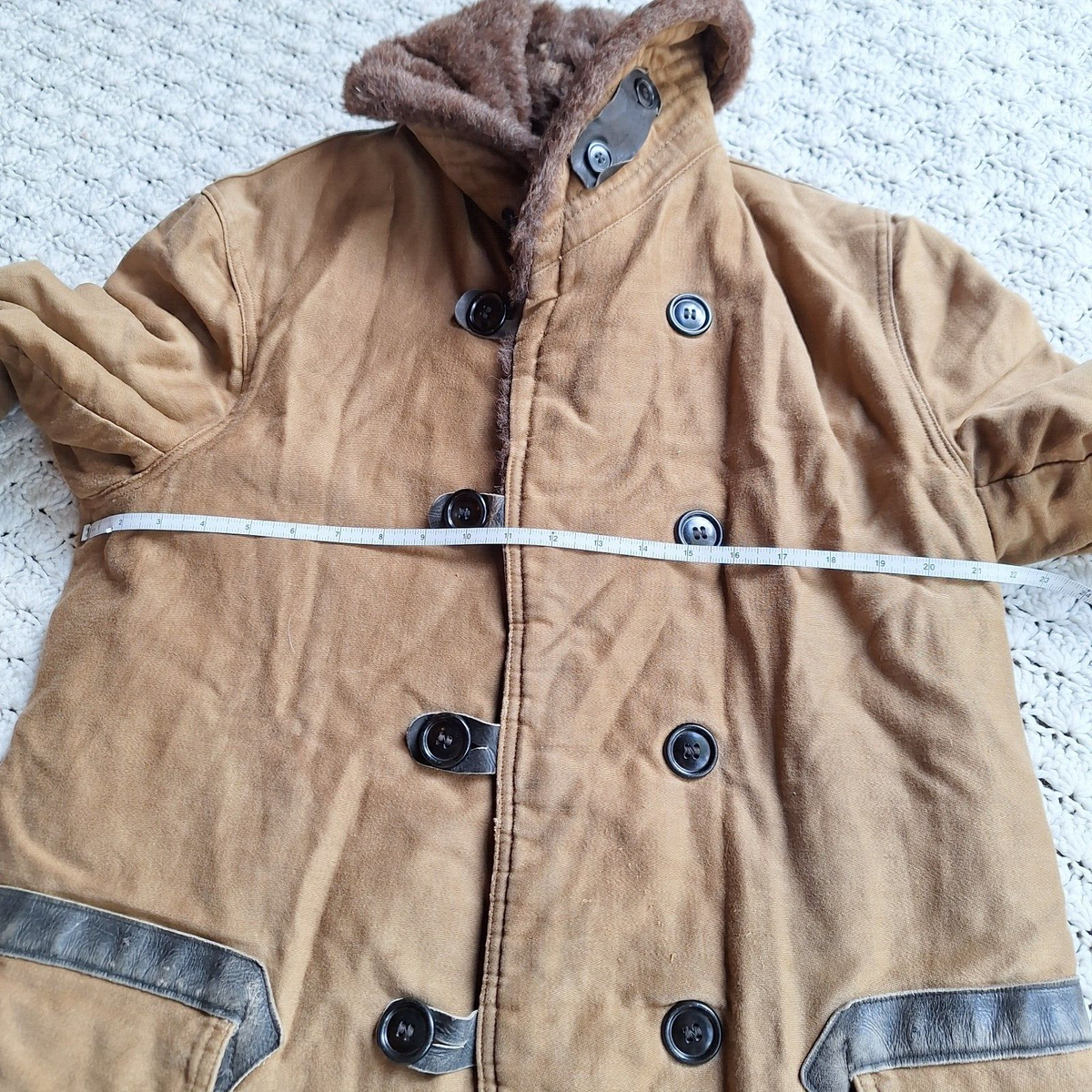 Vtg WWII Barnstormer Shawl Alpaca Blend Pile USN Military Canvas 
