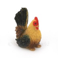 Puppenhaus Miniatur Schwarze Und Gelbe Henne