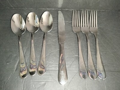 Towle 18/10 Flatware Round Tip Glossy Dinner Forks, Knife and Soup Spoons 7 pcs