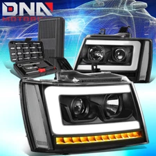 FOR 2007-2014 TAHOE LED DRL SEQUENTIAL BLACK CLEAR PROJECTOR HEADLIGHT+TOOLS
