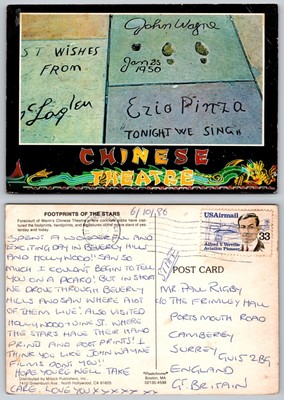c20489 John Wayne Fußabdrücke Hollywood Kalifornien USA Postkarte 1986 Briefmarke