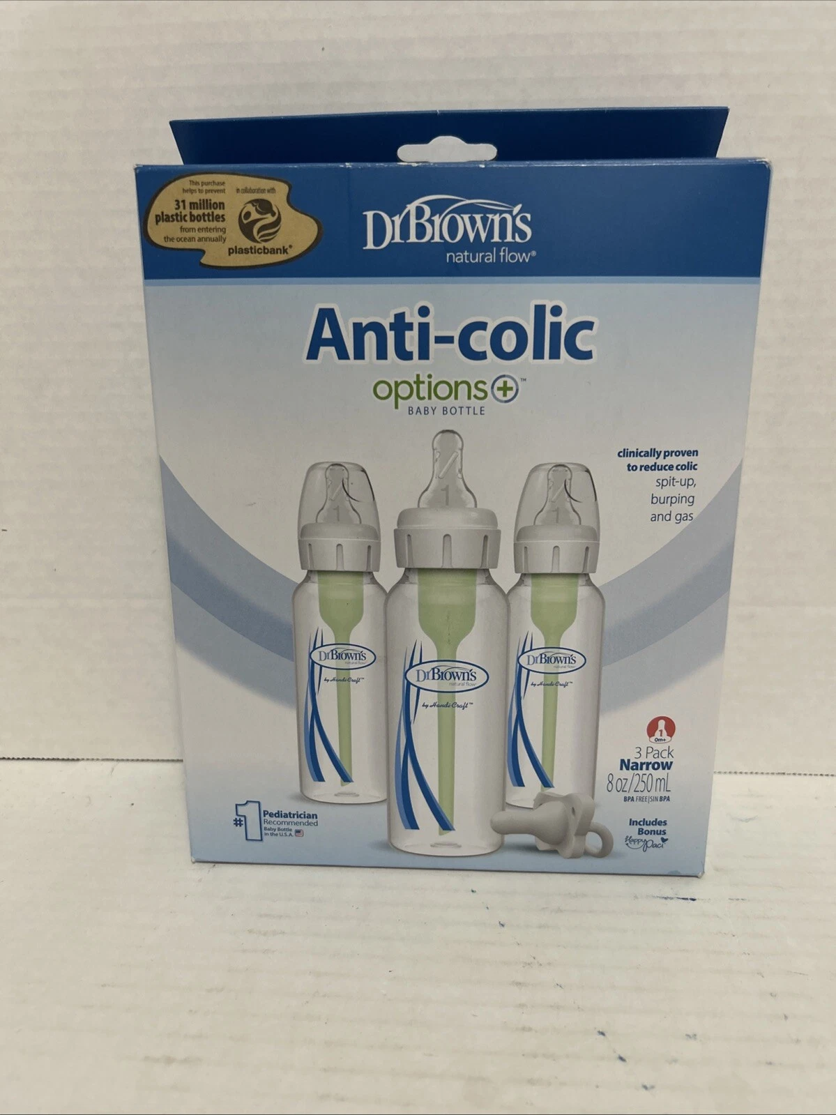 Dr. Brown's Anti-colic options baby bottle 8 oz, 3 pack, 0+ months