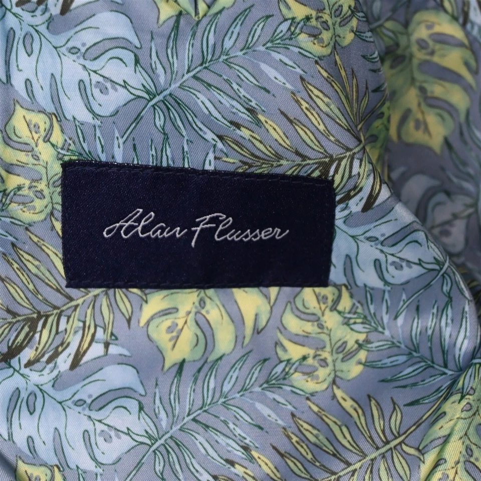 Blazer Abrigo Deportivo Alan River 44L Lino Algodón Azul Marrón Pata de Gallo Chaqueta Foto 4 de 4