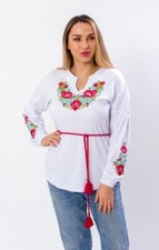 Vyshyvanka Flowers, Ukrainian blouse, etno women's embroidered shirt, XS-4XL