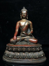 Collect China Buddhism Tibet Temple Bronze Gilt Shakyamuni Buddha Bowl Statue