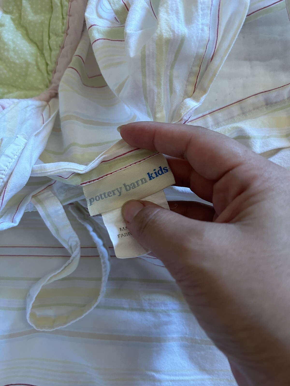 2 Patchwork Quilt Pottery Barn Kids Pillow Cases White Green Standard