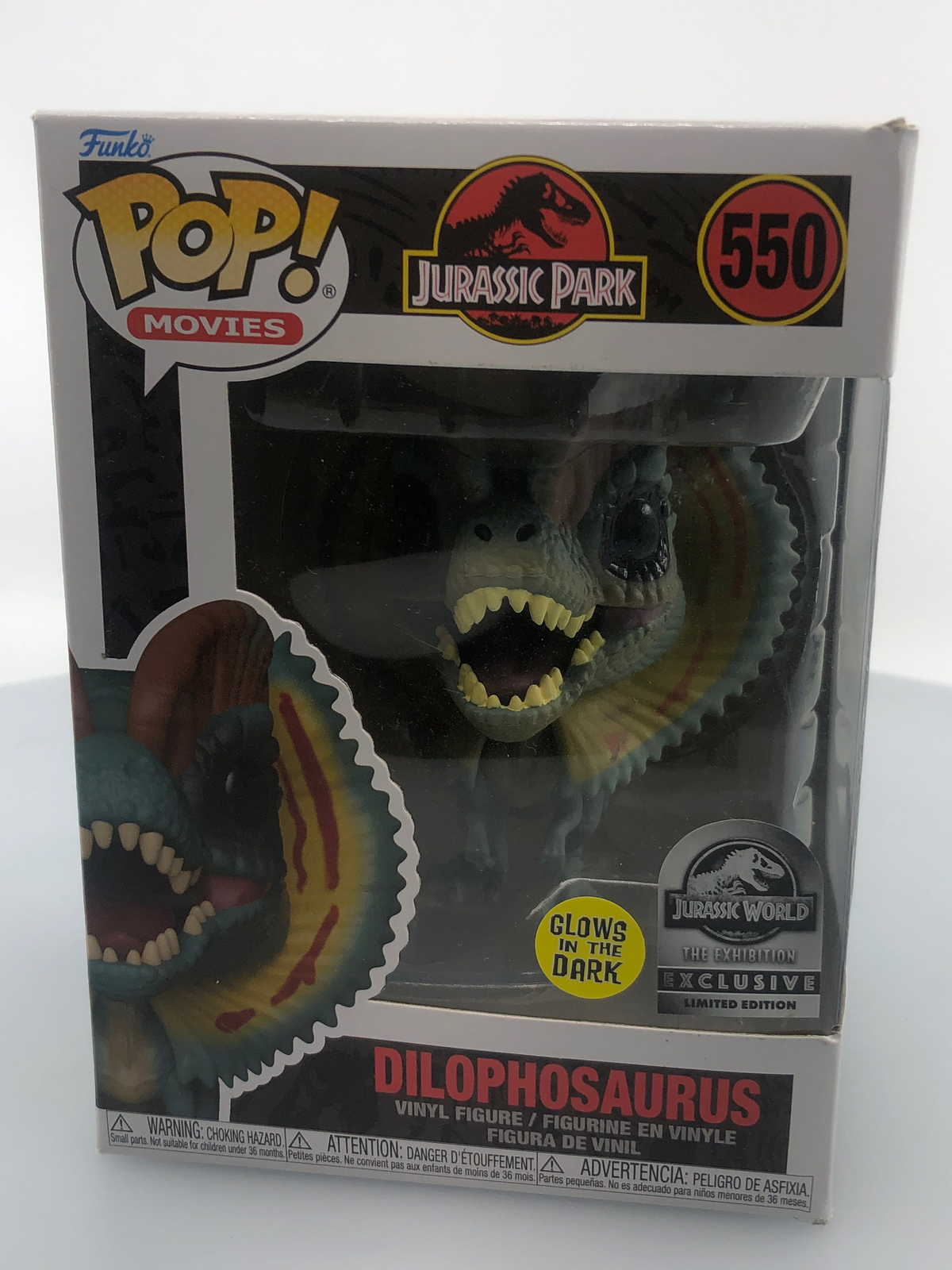 Funko Pop! Movies Jurassic Park Dilophosaurus Glow In The Dark #550 Damaged