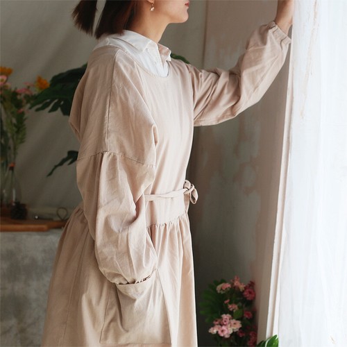 Mujeres Algodón Manga Larga Delantal Trabajo Bolsillos Generales Chef Cocina Jardín Ropa de Trabajo - Imagen 5 de 18