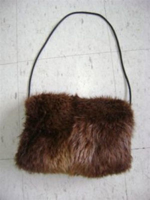NEW LONG HAIR BEAVER FUR HAND MUFF PURSE WOMEN