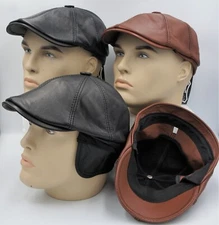 2 colors REAL LAMB LEATHER Gatsby Newsboy Ivy Golf Driving Flat Cabbie Hat S-2XL