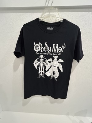 Obey Me Adult T-Shirt - One Master to Rule Them Blk White Men s Large Animae