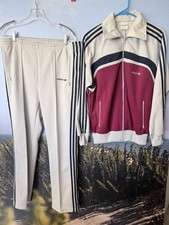 Vintage Medium Adidas 1980 s Tri-Color ColorBlock Track Suit Jacket Pants