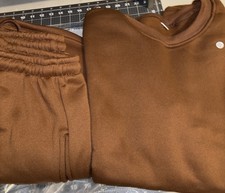 Men's Tracksuit 2 Piece Crew Neck Sweatsuit Jogging Suit Cargo Pant XXL Brown