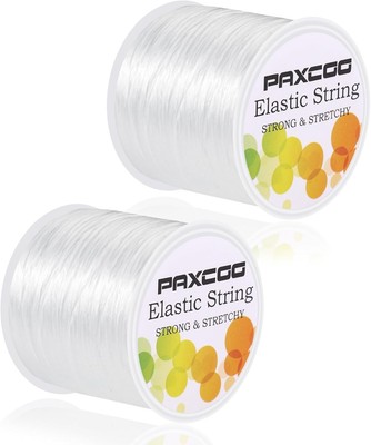 PAXCOO 2 Rolls Elastic String for Bracelets, Stretch Magic 2 Pack, White 