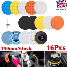 16Pcs Polishing Pads Kit 150mm Buffing Pads Car Foam Wax Buffer for Drill 6 Inch