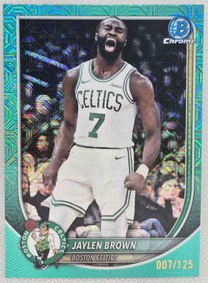 Jaylen Brown 2025-26 Bowman Chrome Aqua Mojo Refractors 7/125 #BCV-57 Jersey #!