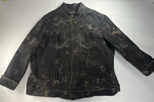 VTG Coldwater Creek Jacket Black Colorful Floral Full Zip XL See Measurements