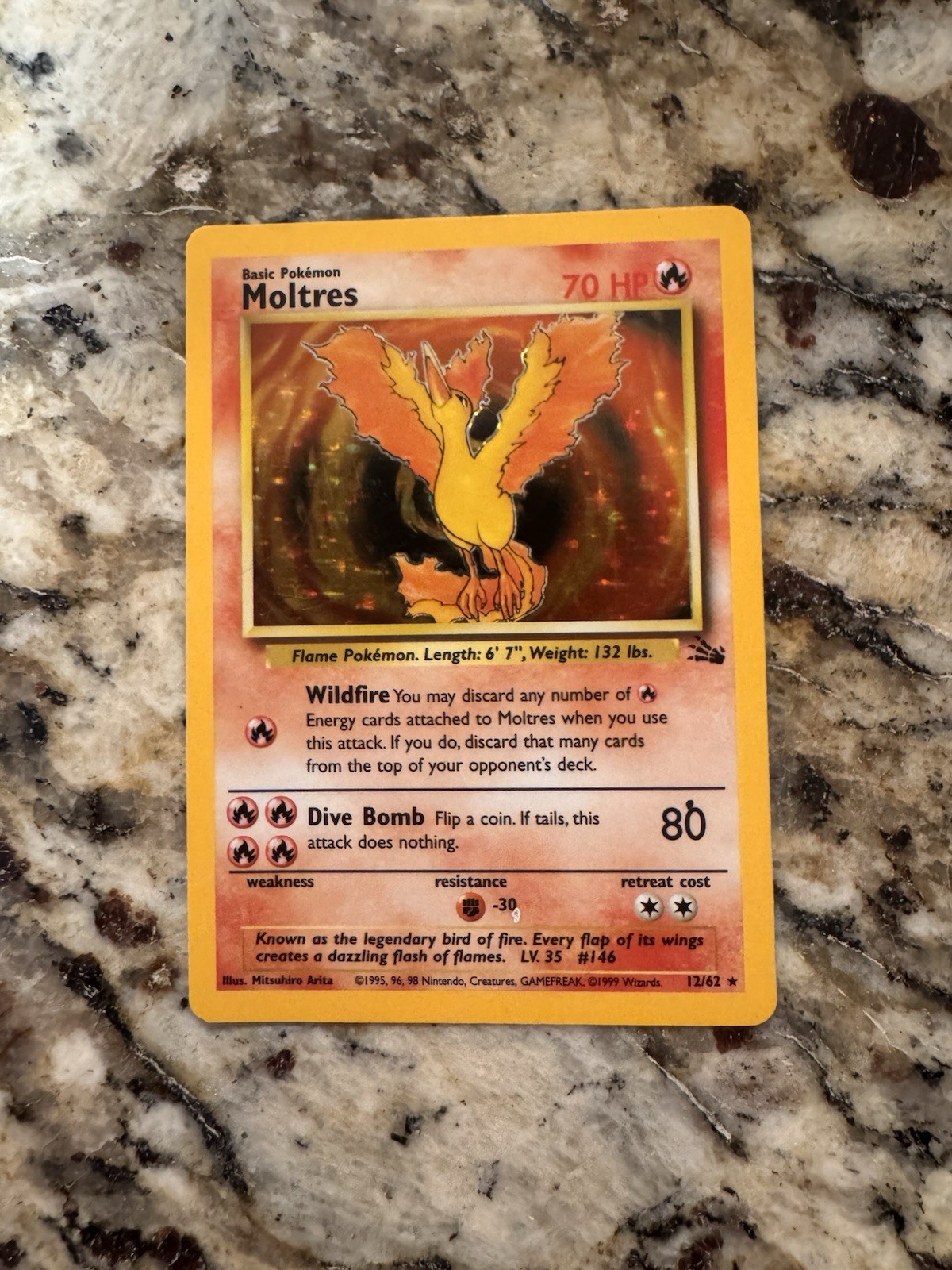 1999 Moltres Fossil Holo Rare 12/62 WOTC Pokemon Mp