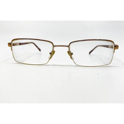 Versace Eyeglasses Men Gold Brown Rectangle Greca Pattern 51-18-135