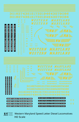 K4 HO Scale Decals Western Maryland Diesel Locomotive Yellow Speed Letter