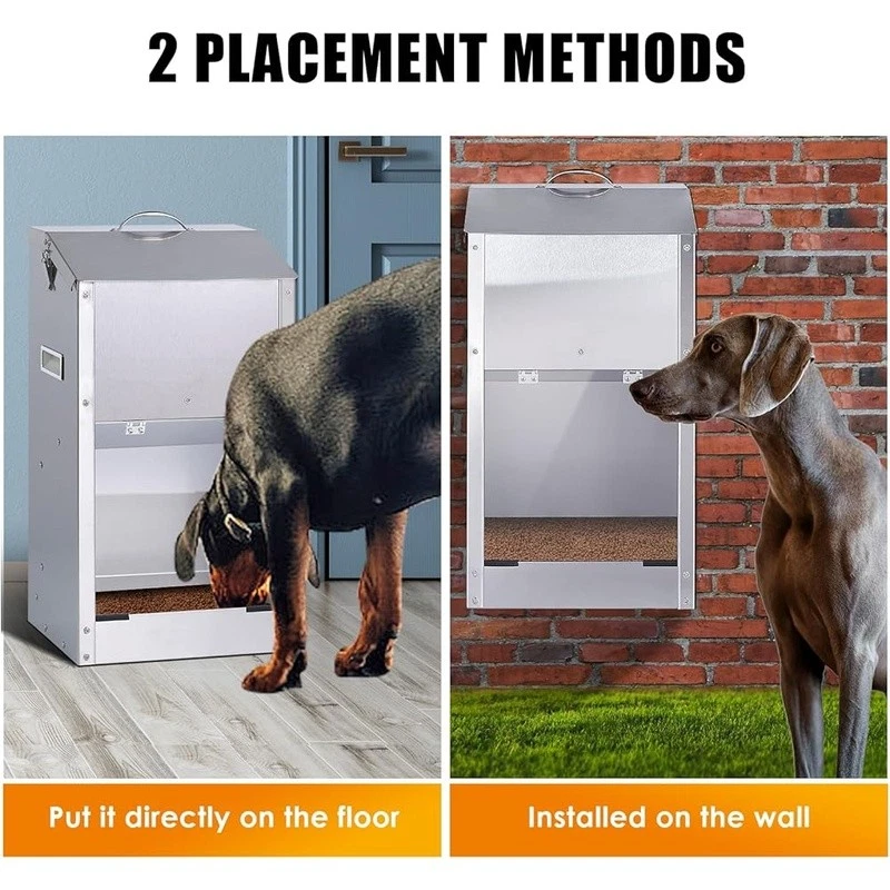 Alimentador automático por gravedad de acero inoxidable para perros de gran capacidad para uso en interiores y exteriores Foto 3 de 4