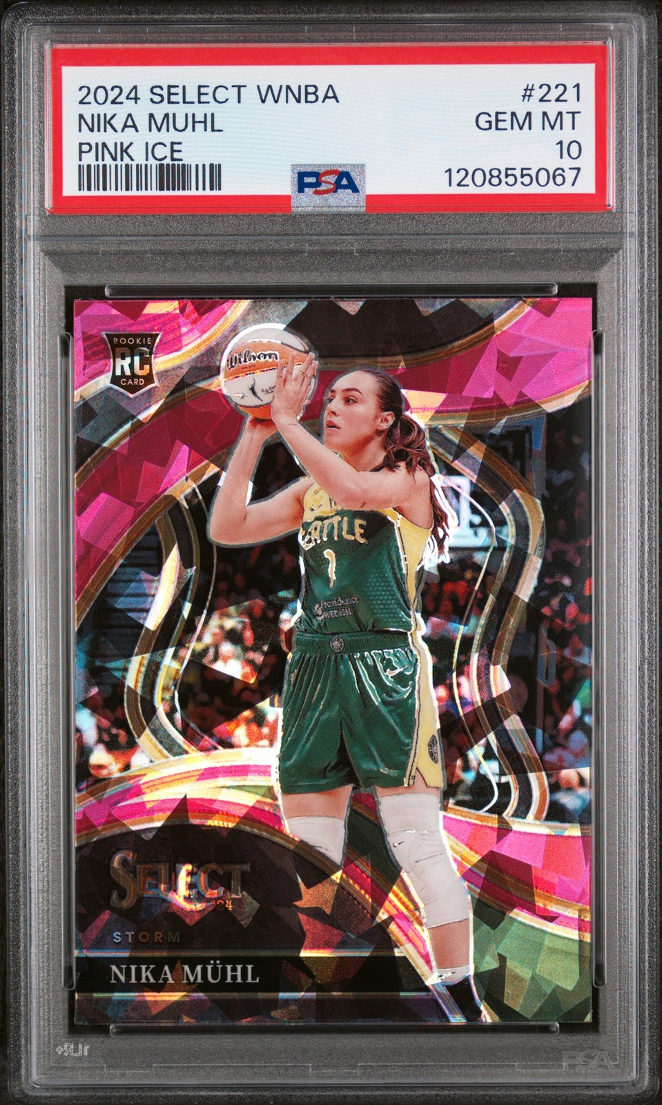 2024 Panini Select WNBA #221 Nika Muhl Courtside Pink Ice RC Rookie PSA 10
