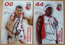 Steffen Hamann und K`Zell Wesson Autogrammkarte AK Brose Baskets handsigniert