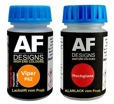 Lackstift für Viper P62 Omaha Orange + Klarlack je 50ml Autolack Basislack SET