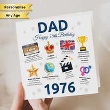 Personalised 50th Birthday Card 1976 Birth Year Gift Dad Male Brother Him