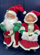 ANNALEE DOLLS CHRISTMAS Mr & Mrs Clause 2006 Hanging Garland Handmade 30”