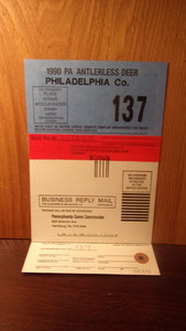 1990 PA Antlerless Deer License, Philadelphia Co., Bonus, Low No.137