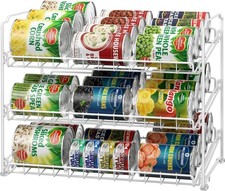 Stackable 3 Tier Can Rack Organiser for Kitchen and Pantry Organization, White